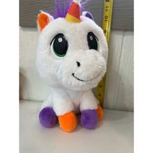 Impact Merchandise White Plush Unicorn Stuffed Animal Toy Purple Orange Horn